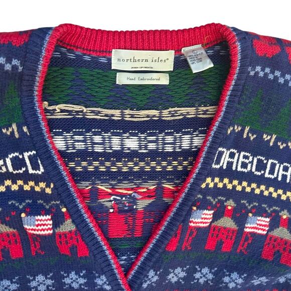 Vintage Americana Cardigan Teacher Patriotic Granny Eclectic Cottagecore LARGE - Picture 3 of 11